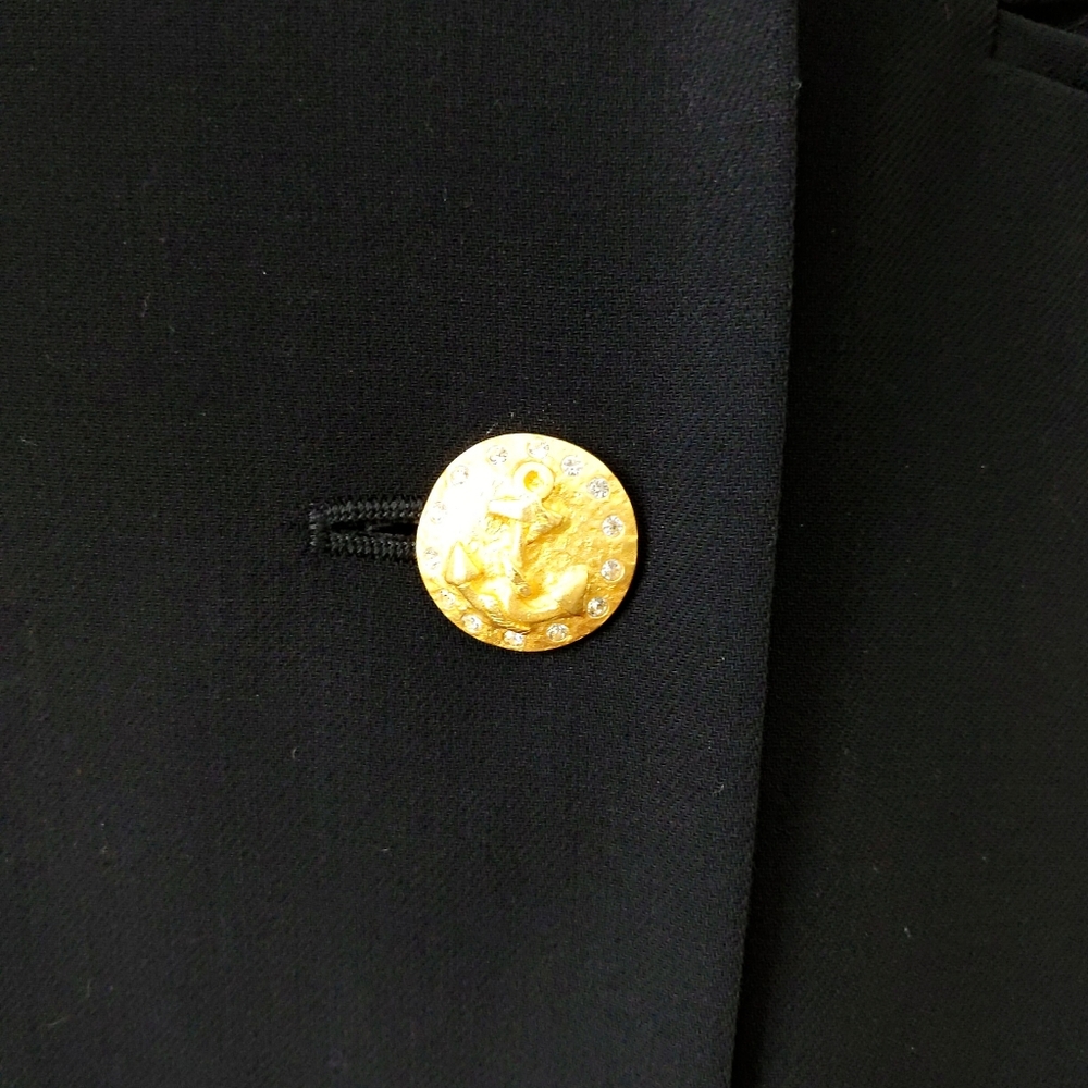 Vtg 80s Escada Sequin Collar Cuff Naval Blazer 38 - Picture 7 of 8